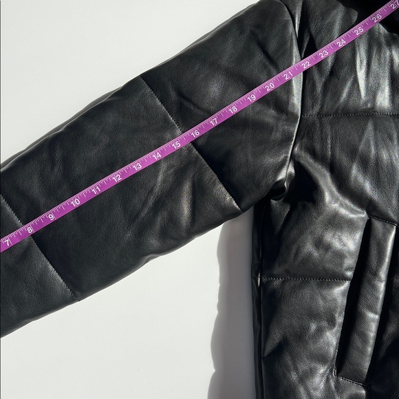 AF mini puffer vegan leather womens jacket wind water resistant sustainable chic - Picture 6 of 10